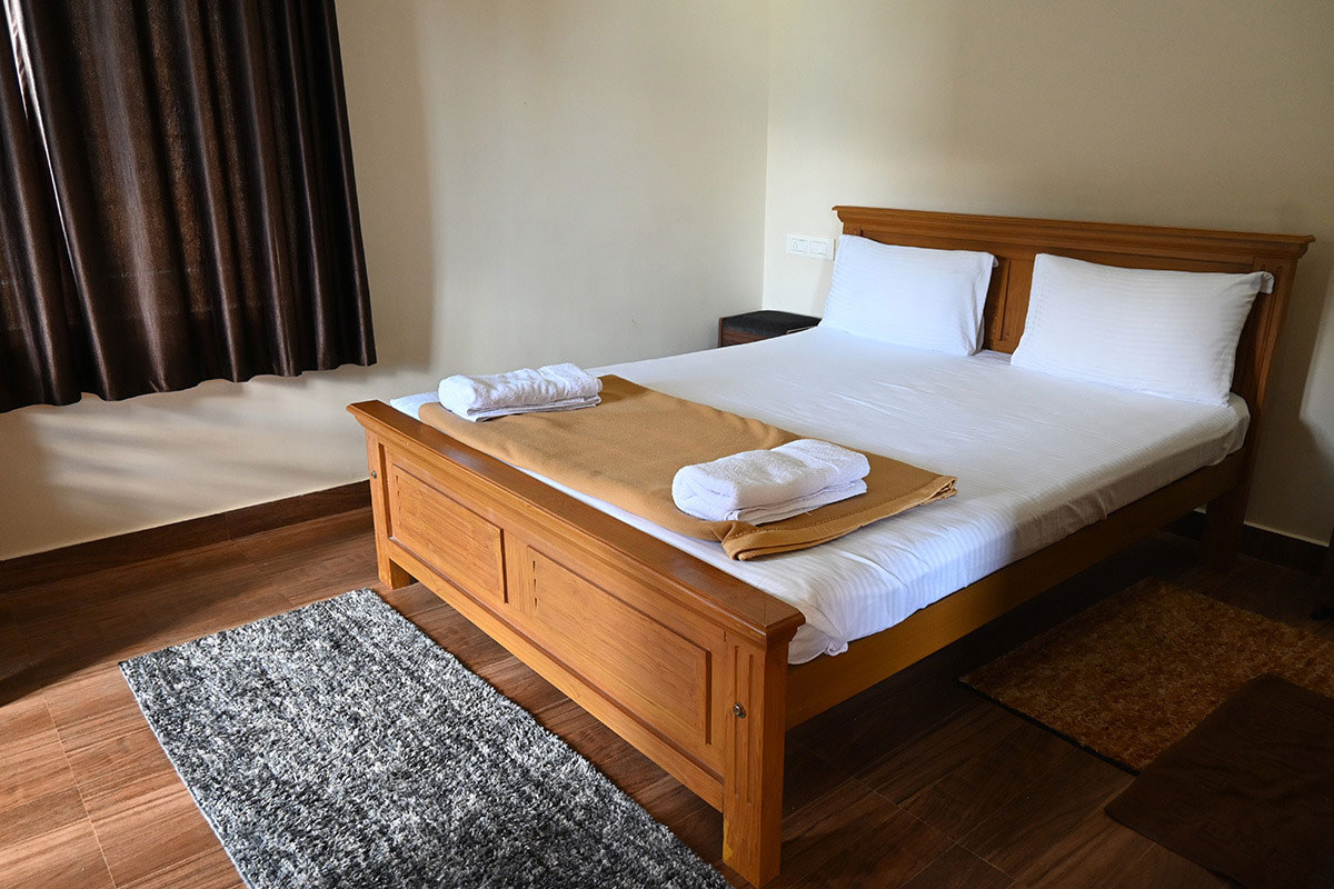 The Luxury Studio at Fern Ville with a lit fireplace and king-size bed